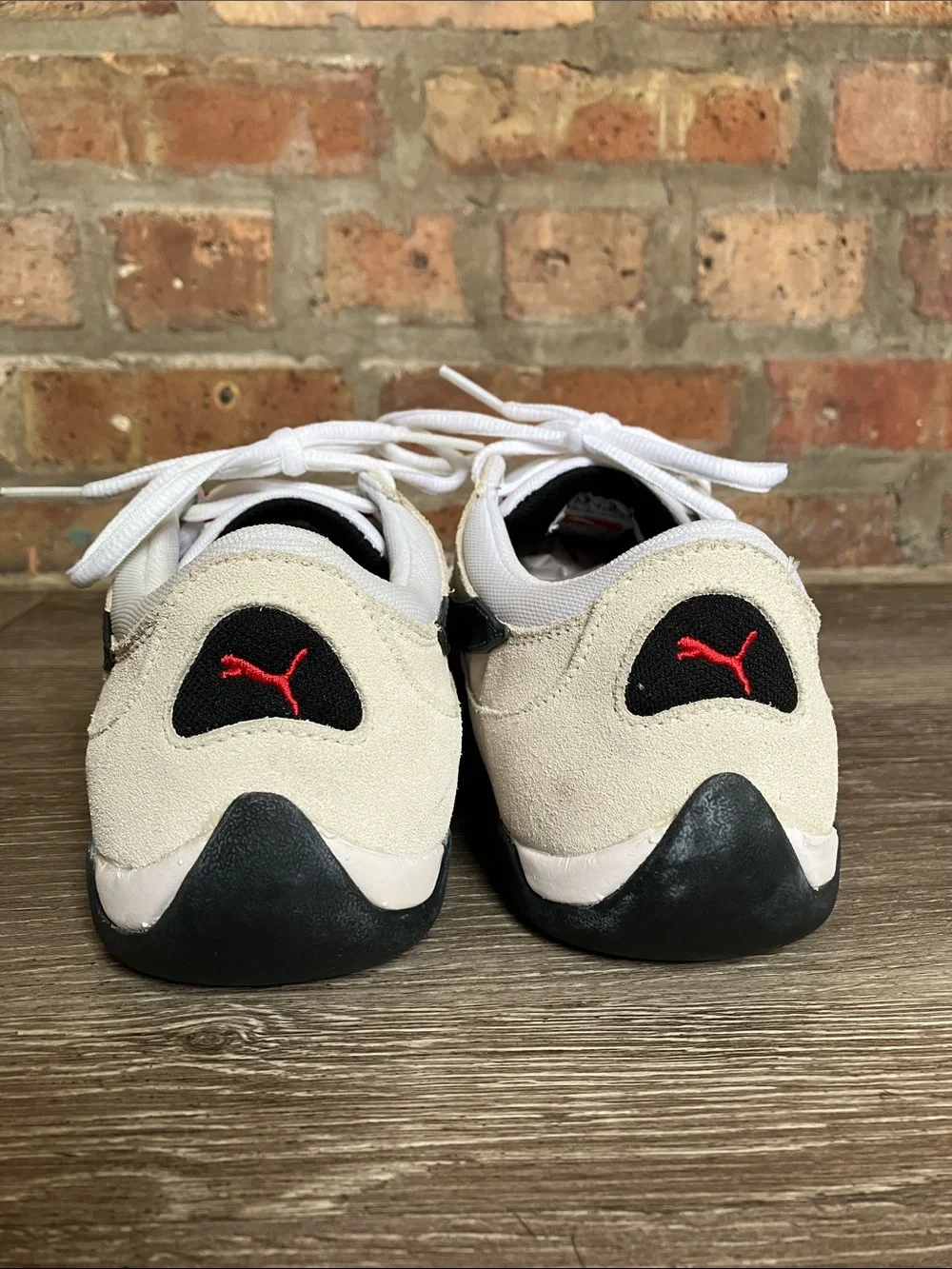 Puma Men’s Cream, Black & Red Low-Profile Motorsport Sneaker